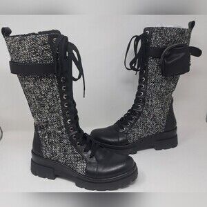 The Wishbone Collection High Boots Boucle Tweed Calf Leather Fanny 10 US $398